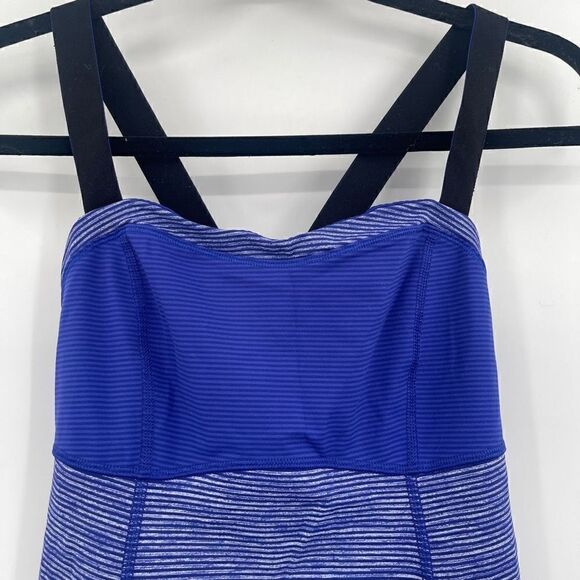 Lululemon Women's Blue Striped Sleeveless Tank Top Size 6 - Picture 2 of 7